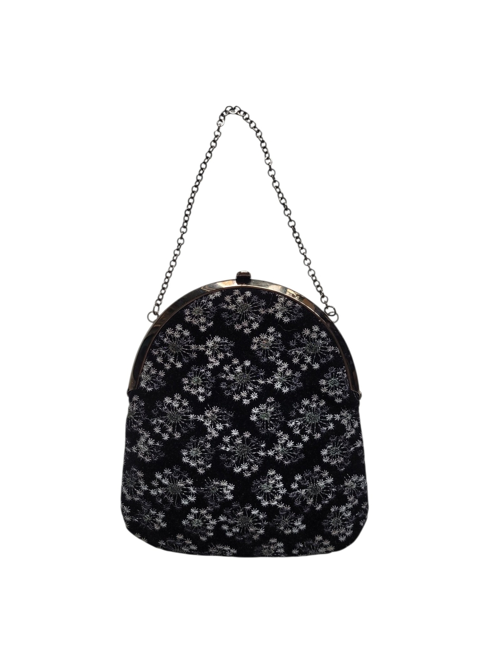 Y2K Rafe New York Whimsigoth Dandelion Embroidered Black Velvet Evening Bag